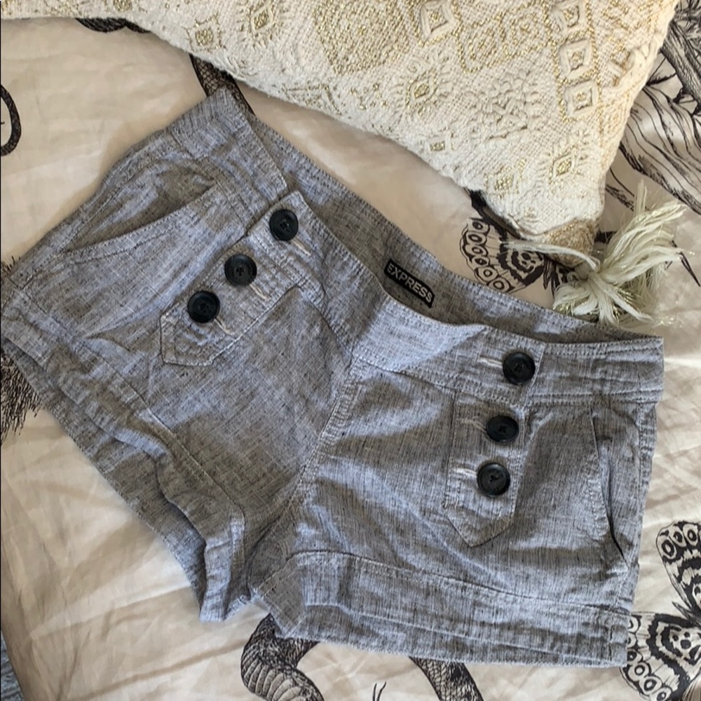 Express 4 Black and White Linen Knit Sailor Shorts